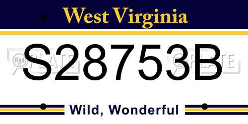 S28753B West Virginia License Plate