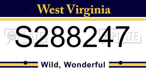 S288247 West Virginia License Plate