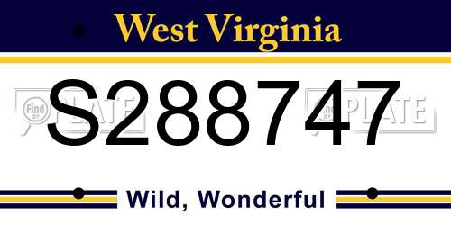 S288747 West Virginia License Plate
