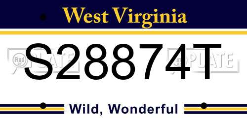 S28874T West Virginia License Plate