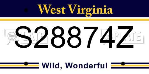 S28874Z West Virginia License Plate