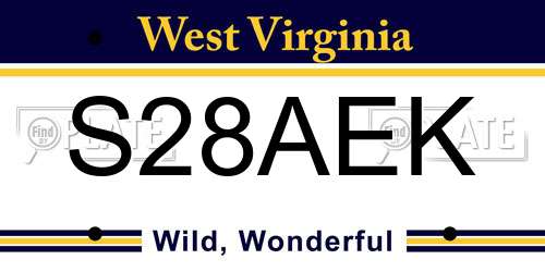 S28AEK West Virginia License Plate