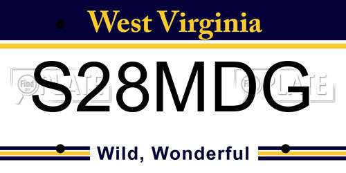 S28MDG West Virginia License Plate