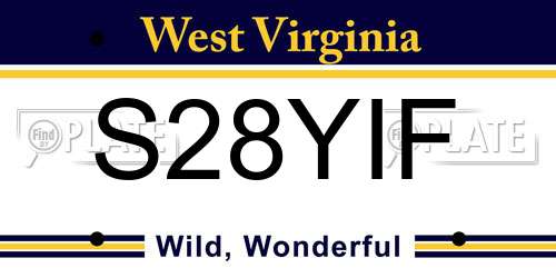 S28YIF West Virginia License Plate
