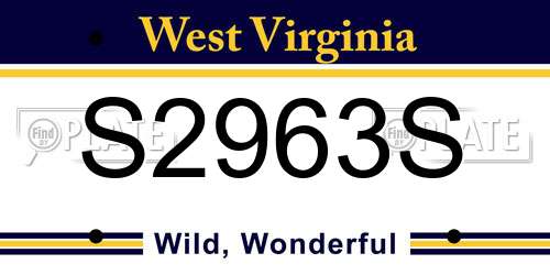 S2963S West Virginia License Plate