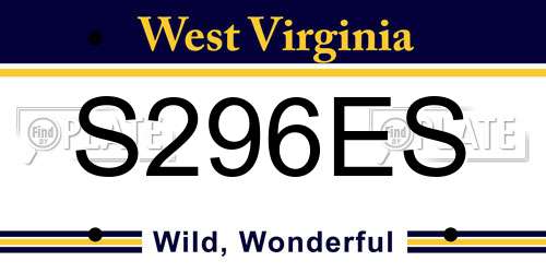 S296ES West Virginia License Plate