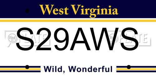 S29AWS West Virginia License Plate