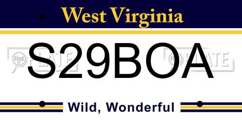 S29BOA West Virginia License Plate