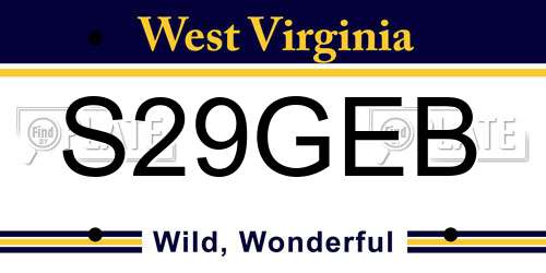 S29GEB West Virginia License Plate
