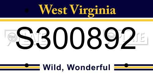 S300892 West Virginia License Plate