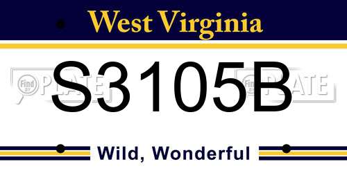 S3105B West Virginia License Plate