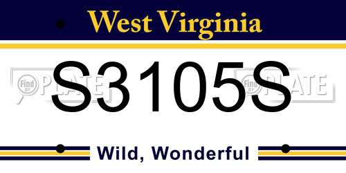 S3105S West Virginia License Plate