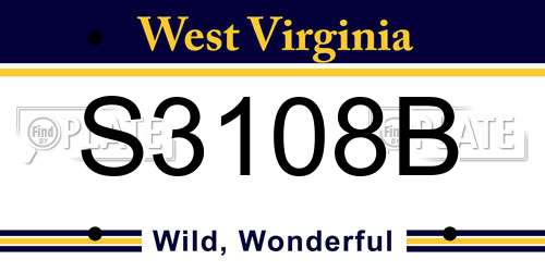 S3108B West Virginia License Plate