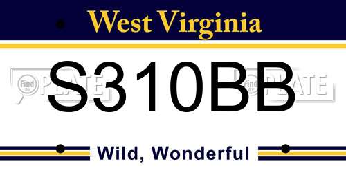 S310BB West Virginia License Plate