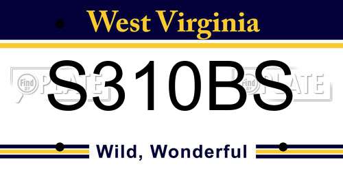 S310BS West Virginia License Plate