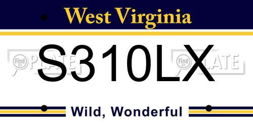 S310LX West Virginia License Plate