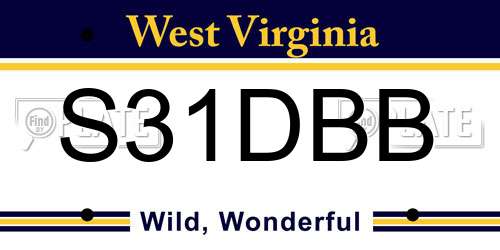 S31DBB West Virginia License Plate