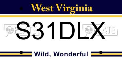 S31DLX West Virginia License Plate