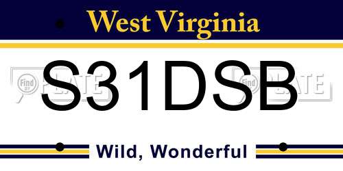 S31DSB West Virginia License Plate