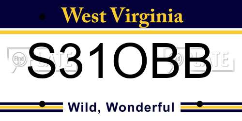 S31OBB West Virginia License Plate