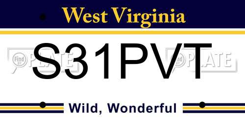 S31PVT West Virginia License Plate