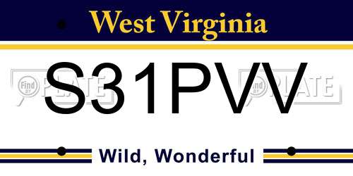 S31PVV West Virginia License Plate