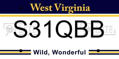 S31QBB West Virginia License Plate