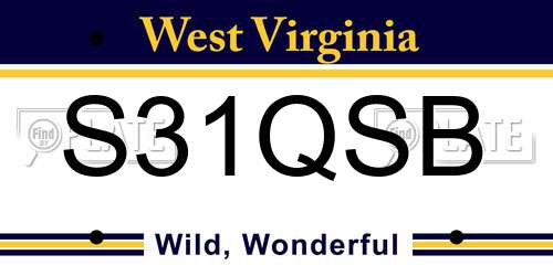 S31QSB West Virginia License Plate