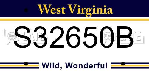 S32650B West Virginia License Plate