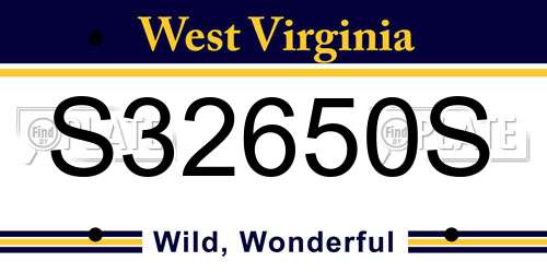 S32650S West Virginia License Plate