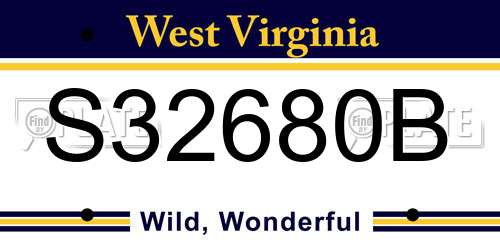 S32680B West Virginia License Plate