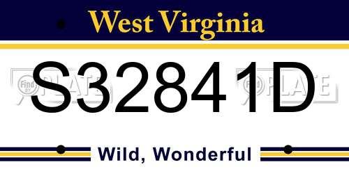 S32841D West Virginia License Plate