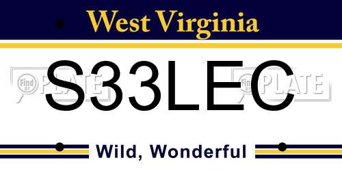 S33LEC West Virginia License Plate