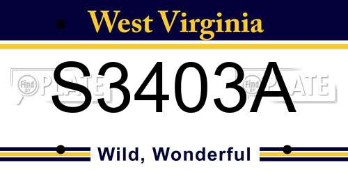 S3403A West Virginia License Plate