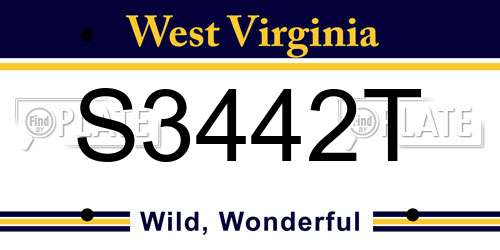 S3442T West Virginia License Plate