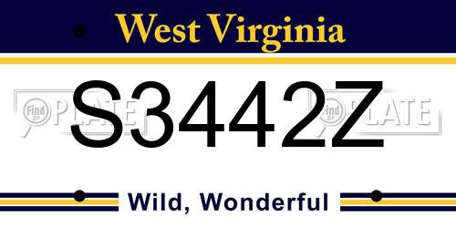 S3442Z West Virginia License Plate