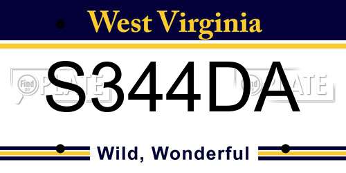 S344DA West Virginia License Plate