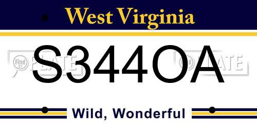 S344OA West Virginia License Plate