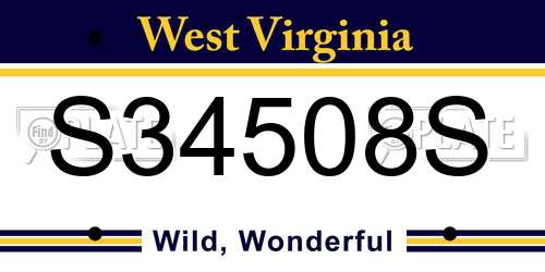 S34508S West Virginia License Plate