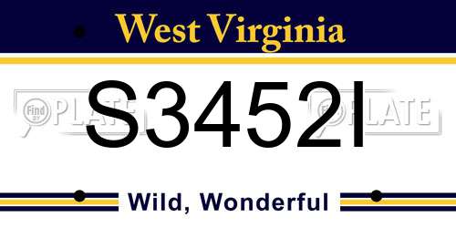 S3452I West Virginia License Plate