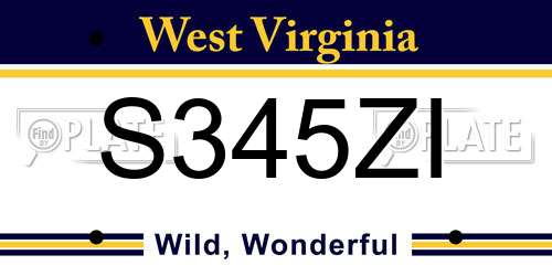 S345ZI West Virginia License Plate