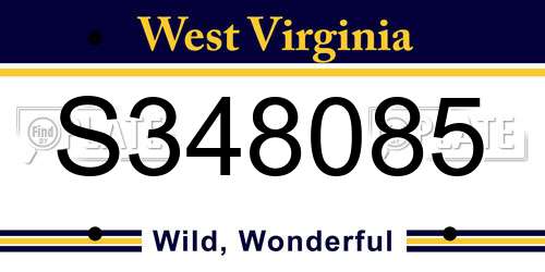 S348085 West Virginia License Plate