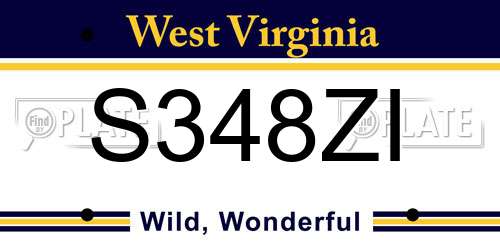S348ZI West Virginia License Plate