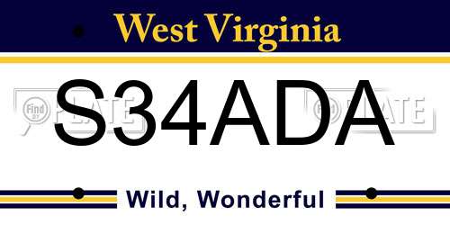 S34ADA West Virginia License Plate