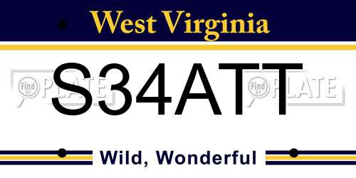 S34ATT West Virginia License Plate