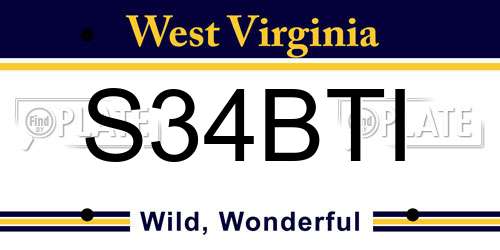 S34BTI West Virginia License Plate