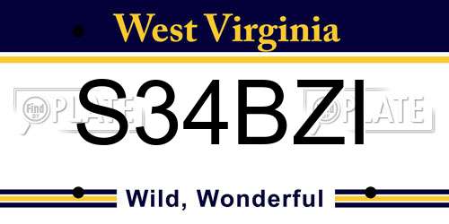 S34BZI West Virginia License Plate