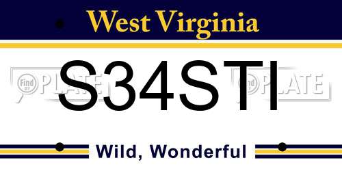 S34STI West Virginia License Plate