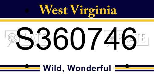S360746 West Virginia License Plate