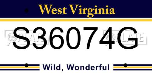 S36074G West Virginia License Plate